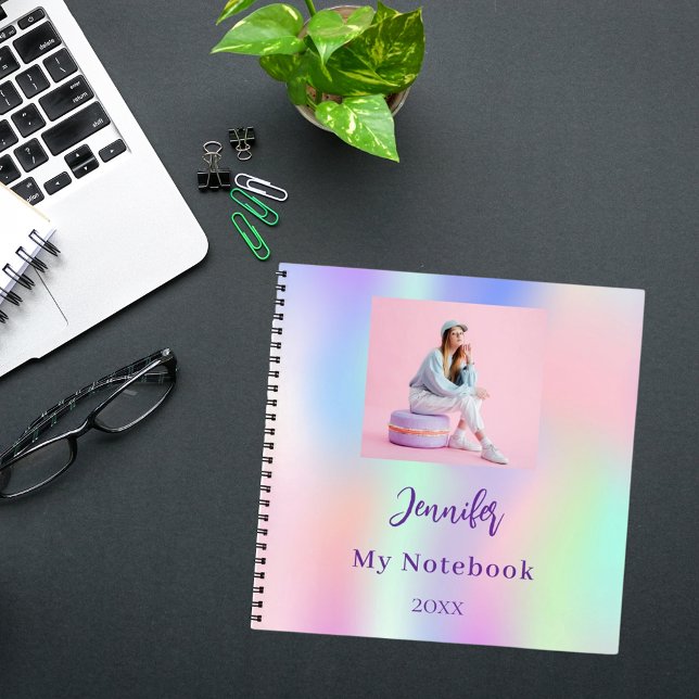 Pink purple photo holographic notebook (Creator Uploaded)