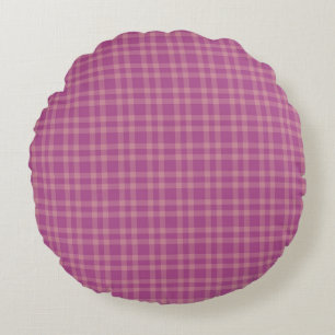 Pink Purple Plaid Pattern Round Cushion