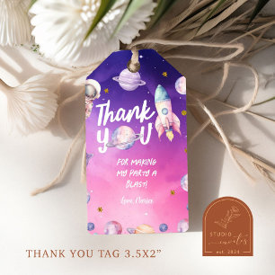 Pink Purple Planet Space Girl's Birthday Gift Tags