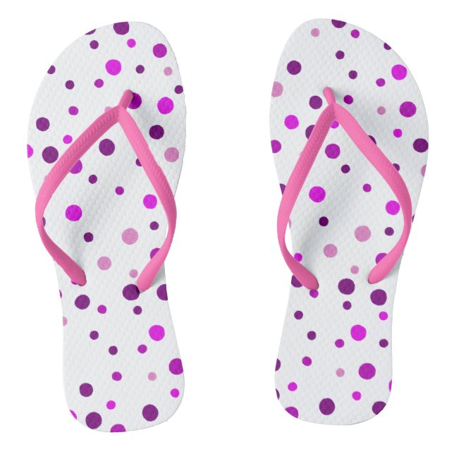 Pink Purple Polka Dots FlipFlops (Footbed)