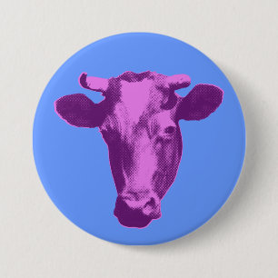 Pink & Purple Pop Art Cow 7.5 Cm Round Badge