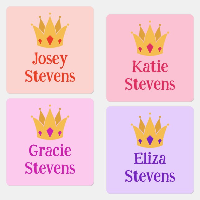 Pink & Purple Princess Crown Girly Add Name (Group)