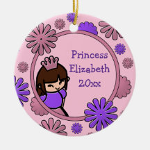 Pink & Purple Princess Personalised Ornament Dated