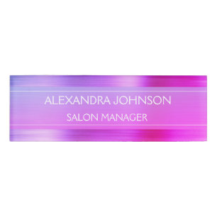 Pink Purple Professional Foil Modern Name Tag