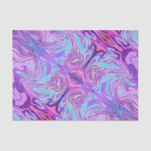 Pink & Purple Psychedelic Abstract Oil Swirl Art Tissue Paper (Front)