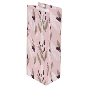 Pink purple red retro flower pattern wine gift bag