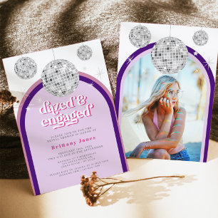 Pink & Purple Retro Disco Groove Bridal Shower Invitation