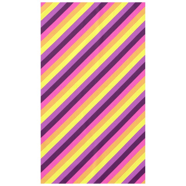 Pink Purple Retro Stripes Large Tablecloth (Front)