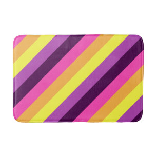 Pink Purple Retro Stripes Medium Bath Mat