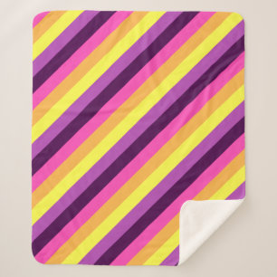Pink Purple Retro Stripes Medium Sherpa Blanket