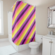 Pink Purple Retro Stripes Shower Curtain