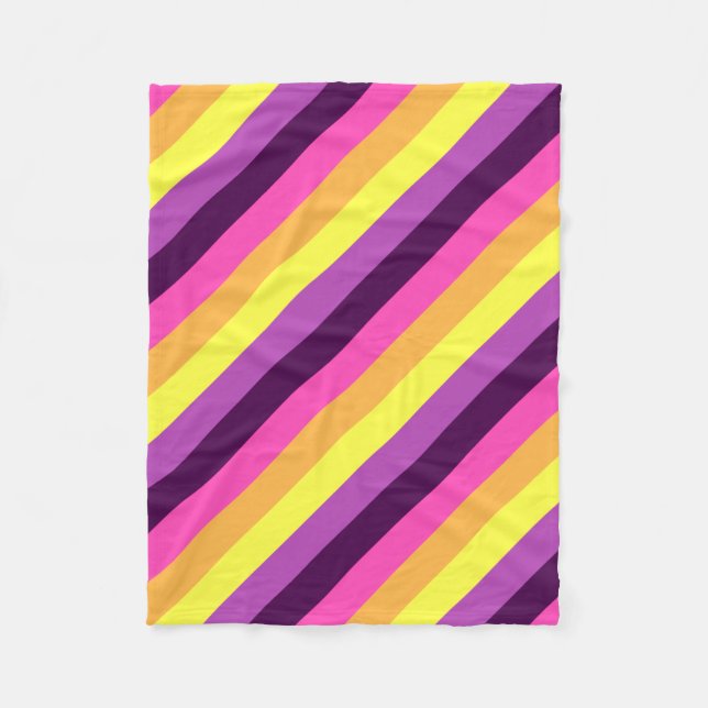 Pink Purple Retro Stripes Small Fleece Blanket (Front)