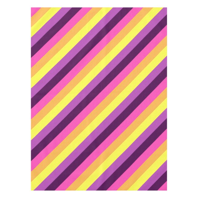 Pink Purple Retro Stripes Small Tablecloth (Front)