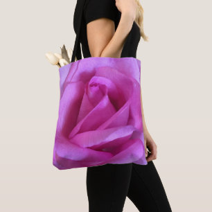 Pink purple rose flower photo bold modern simple tote bag