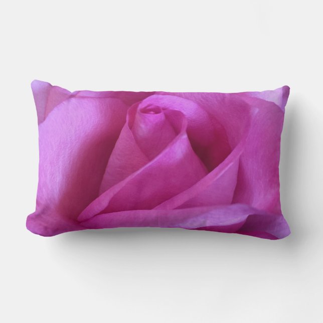 Pink purple rose flower photo simple modern bold lumbar cushion (Front)
