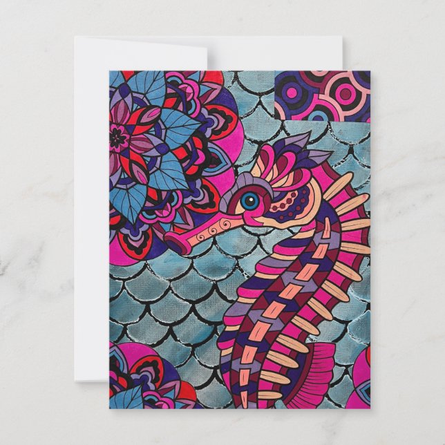 Pink & Purple Seahorse Card (Front)