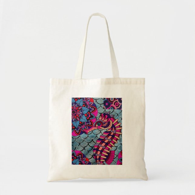 Pink & Purple Seahorse Tote Bag (Front)