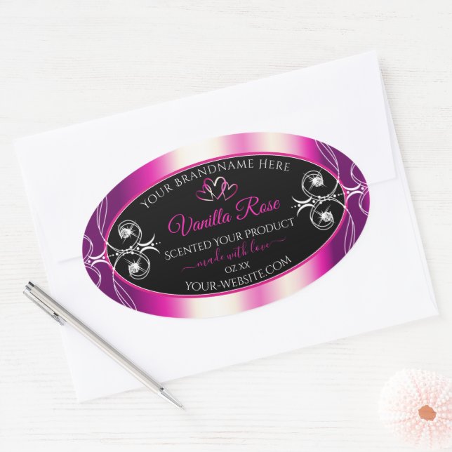 Pink Purple Shimmery Product Labels Diamonds Black (Envelope)