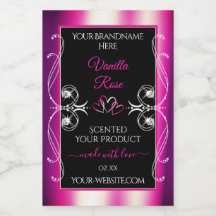 Pink Purple Shimmery Product Labels Diamonds Black