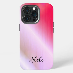 Pink Purple Shiny Stainless Steel Metal iPhone 13 Pro Case