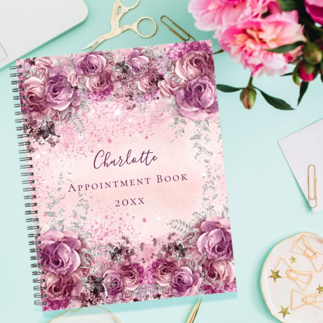 Pink purple silver florals name script 2022 planner (Creator Uploaded)