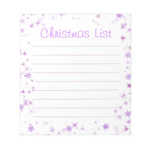 Pink Purple Snowflake Christmas List Notepad
