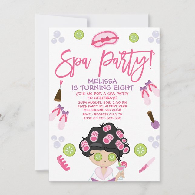 Pink Purple Spa Party Birthday Party Invitation (Front)