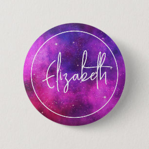 Pink & Purple Space & Stars Faux Galaxy 6 Cm Round Badge