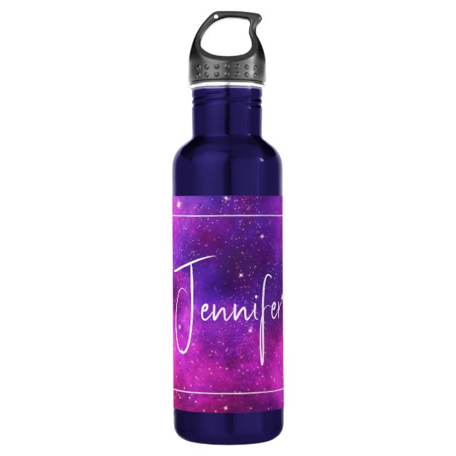 Pink & Purple Space & Stars Faux Galaxy 710 Ml Water Bottle (Front)