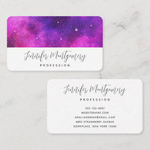 Pink & Purple Space & Stars Faux Galaxy Business Card