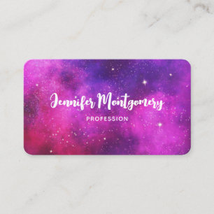 Pink & Purple Space & Stars Faux Galaxy Business Card