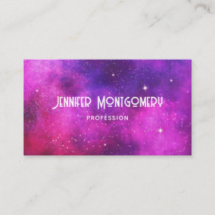 Pink & Purple Space & Stars Faux Galaxy Business Card