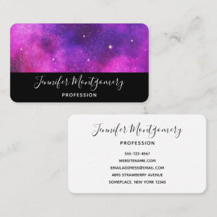 Pink & Purple Space & Stars Faux Galaxy Business Card