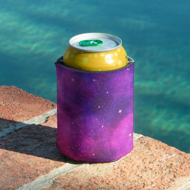 Pink & Purple Space & Stars Faux Galaxy Can Cooler (In Situ Pool)