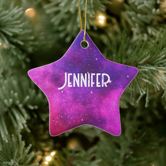 Pink & Purple Space & Stars Faux Galaxy Ceramic Tree Decoration (Tree)