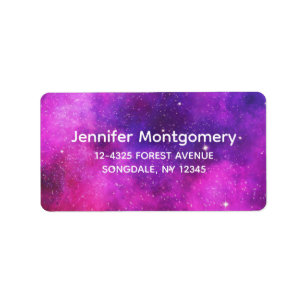 Pink & Purple Space & Stars Faux Galaxy Label