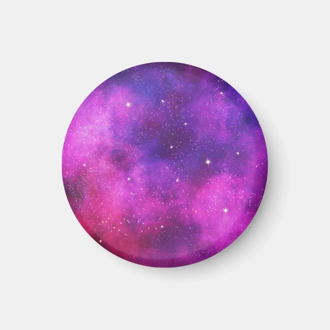 Pink & Purple Space & Stars Faux Galaxy Magnet (Front)