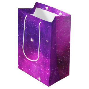Pink & Purple Space & Stars Faux Galaxy Medium Gift Bag