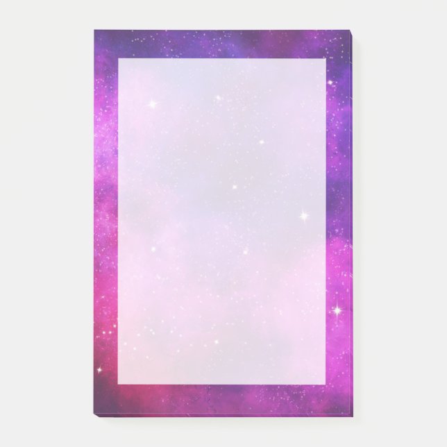 Pink & Purple Space & Stars Faux Galaxy Post-it Notes (Front)