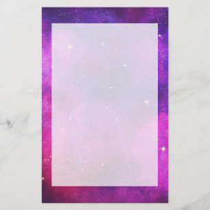 Pink & Purple Space & Stars Faux Galaxy Stationery