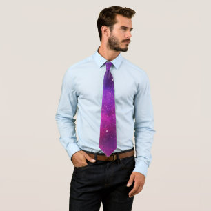 Pink & Purple Space & Stars Faux Galaxy Tie