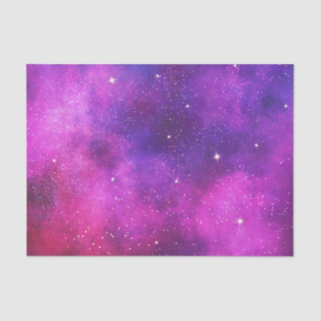Pink & Purple Space & Stars Faux Galaxy Tissue Paper (Front)