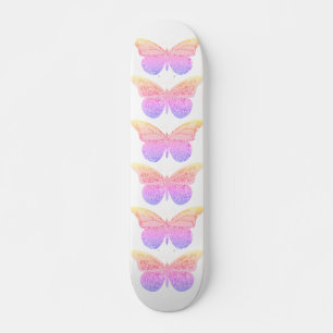 Pink Purple Sparkle Butterflies Skateboard