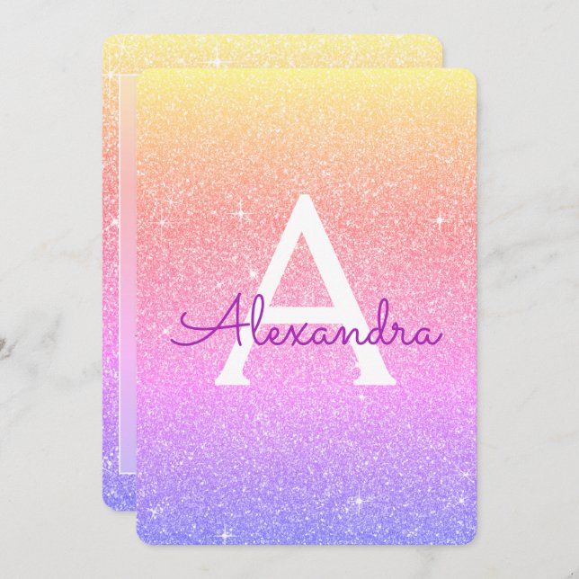 Pink Purple Sparkle Glitter 30th Birthday Party Invitation (Front/Back)