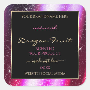 Pink Purple Sparkle Glitter Frame Product Label