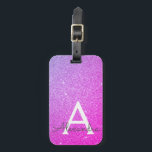 Pink Purple Sparkle Glitter Monogram Name Luggage Tag<br><div class="desc">Pink and Purple Ombre Sparkle Glitter Monogram Name and Initial Luggage Tag. This bag tag is perfect for Back to School,  Work,  or Travelling.</div>