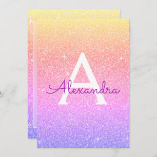 Pink Purple Sparkle Glitter Sweet Sixteen Birthday Invitation