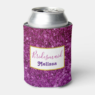 Pink & Purple Sparkling Glitter Gemstones Can Cooler