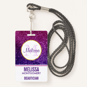 Pink & Purple Sparkling Glitter Gemstones ID Badge
