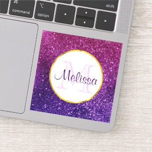 Pink & Purple Sparkling Glitter Gemstones Monogram